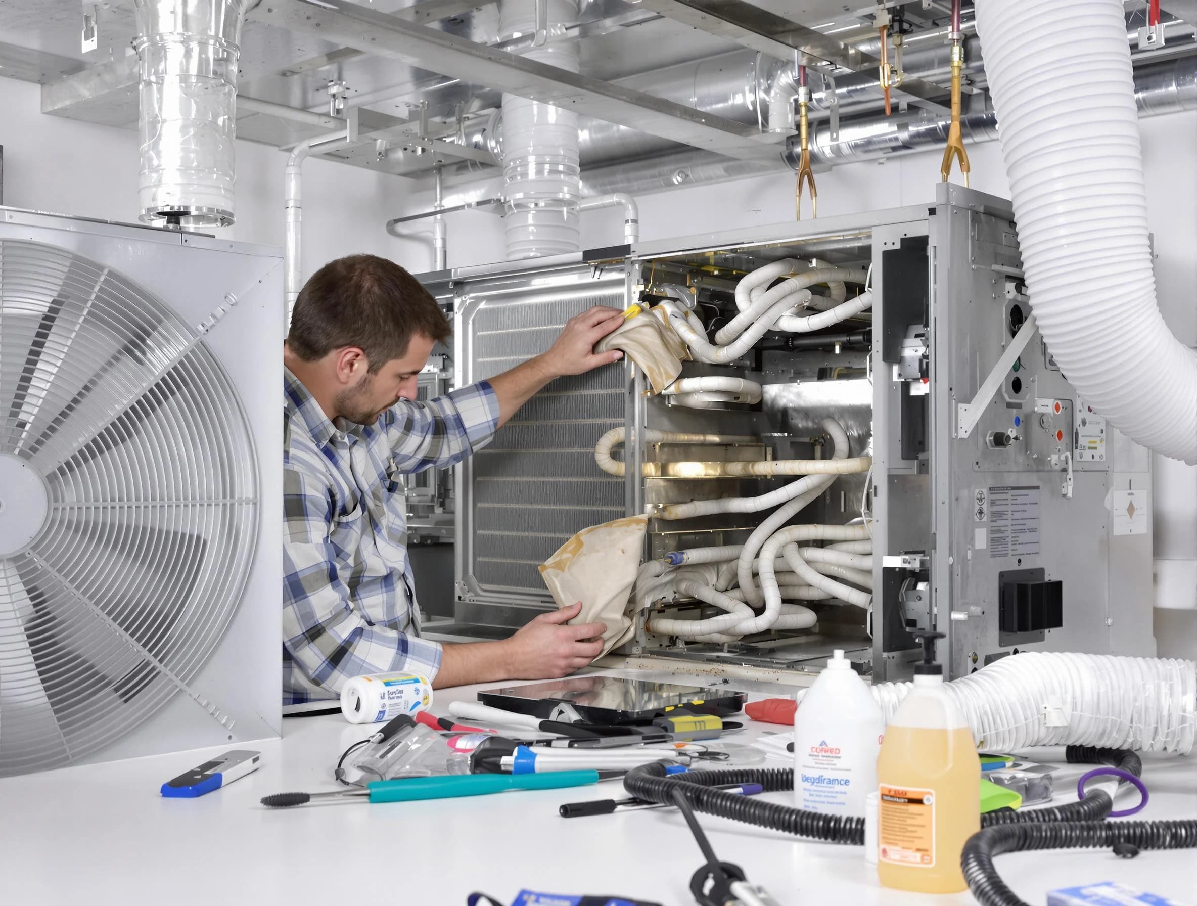 Stafford Courthouse Air Duct Cleaning specialist performing precision AC coil cleaning in Stafford Courthouse