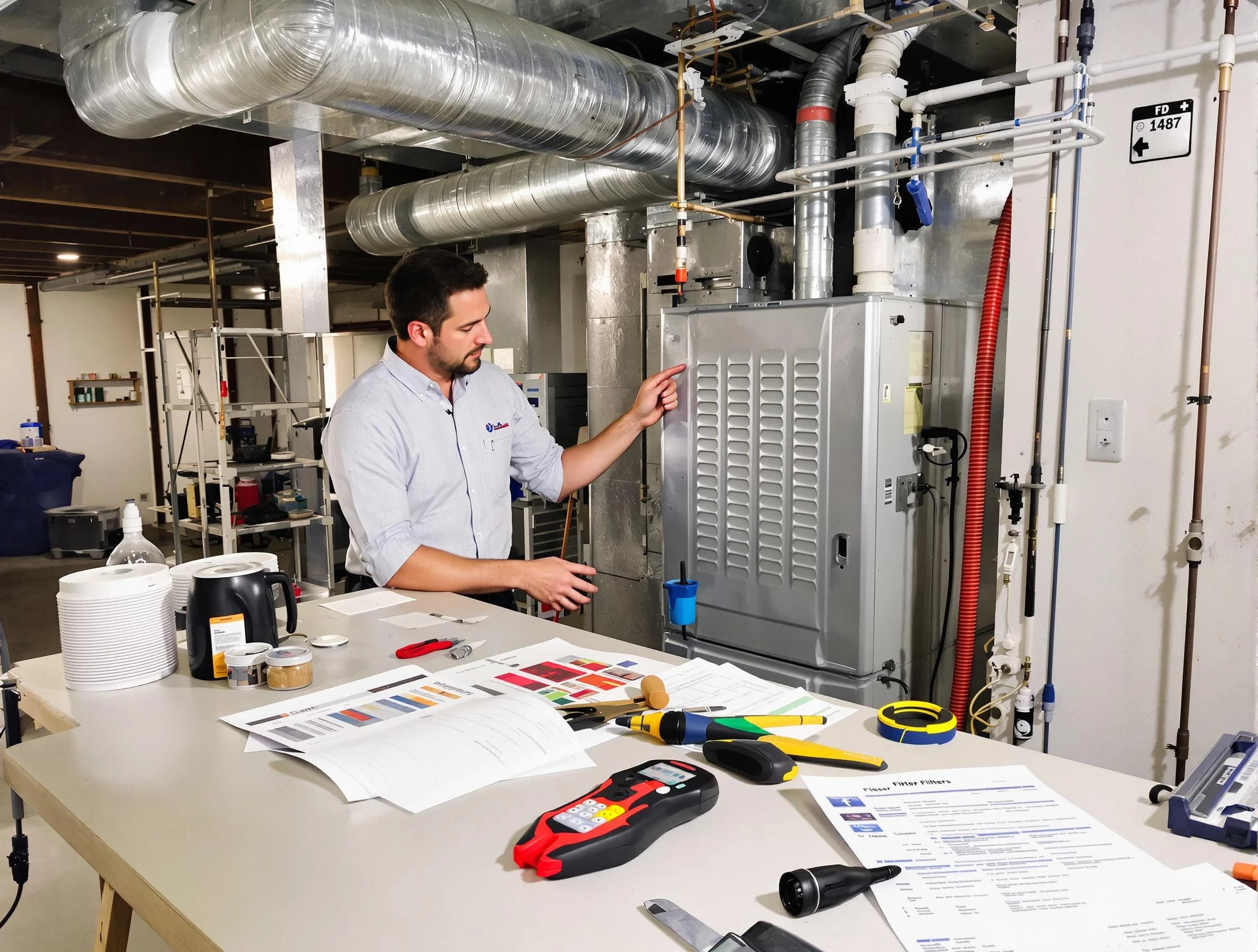 Stafford Courthouse Air Duct Cleaning inspector conducting detailed filter system evaluation using professional diagnostic tools in Stafford Courthouse