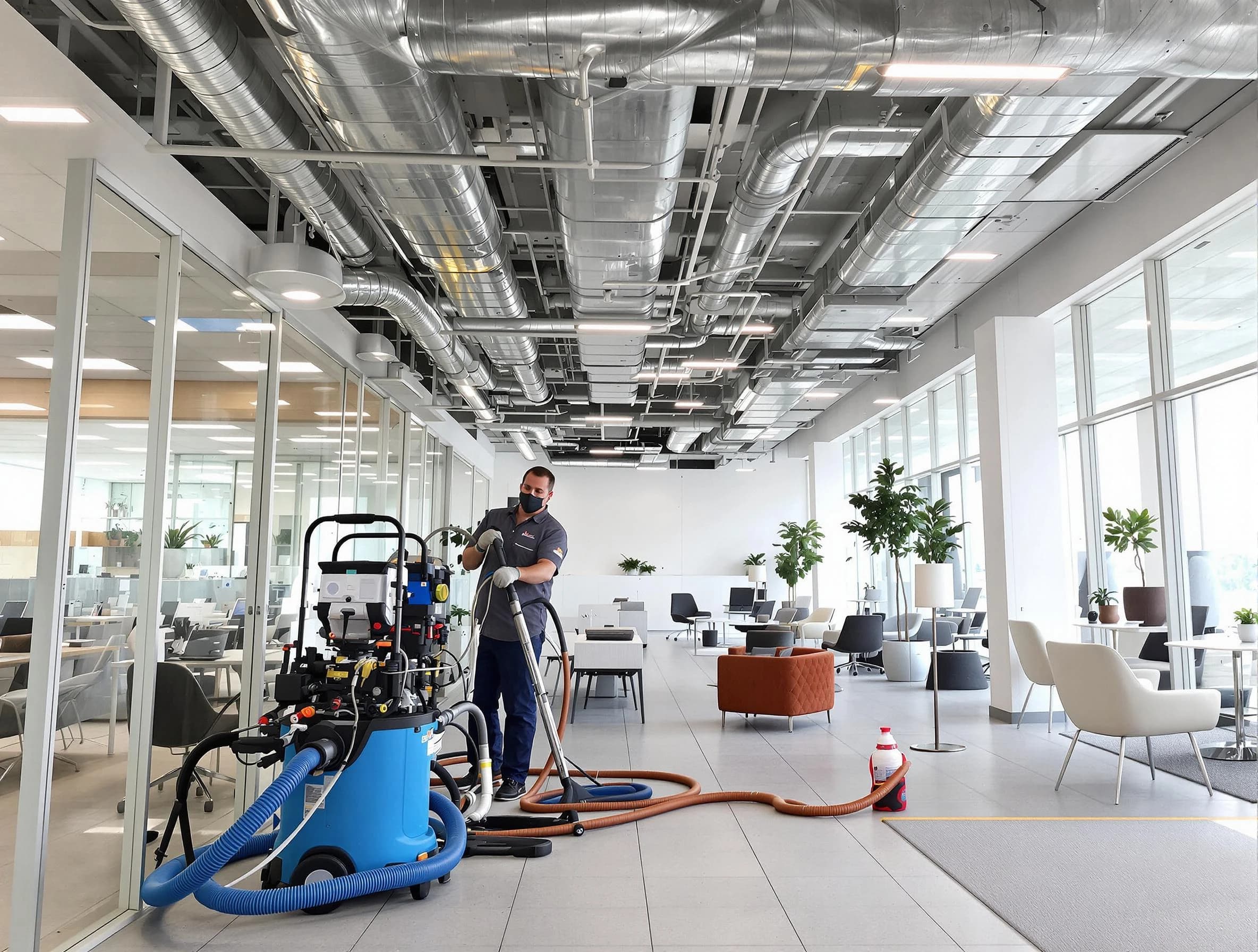 Stafford Courthouse Air Duct Cleaning team conducting comprehensive commercial duct cleaning at a business location in Stafford Courthouse
