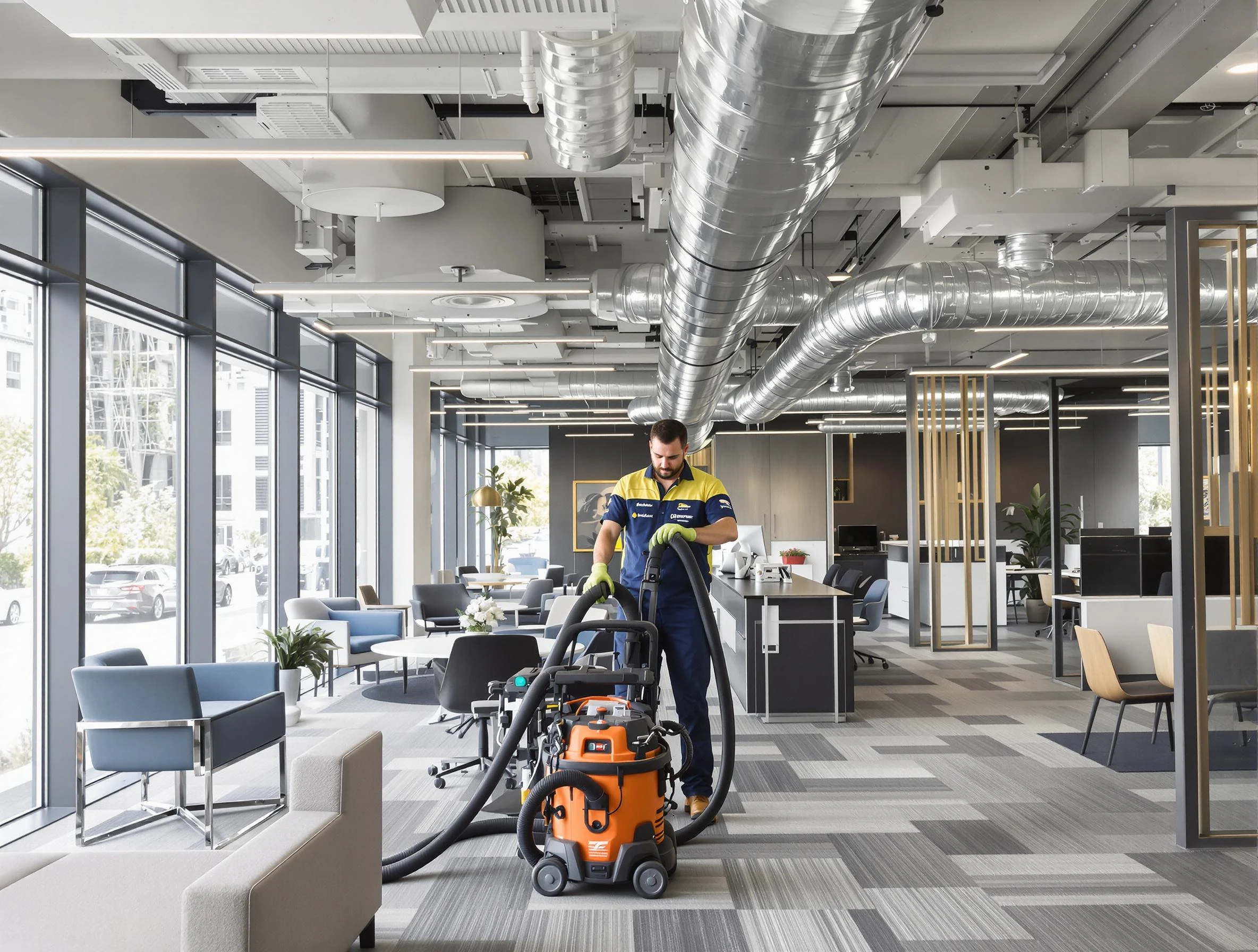 Stafford Courthouse Air Duct Cleaning team performing thorough commercial duct cleaning at a Stafford Courthouse business center